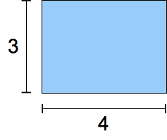 一个高为 3 个单位，宽为 4 个单位的矩形